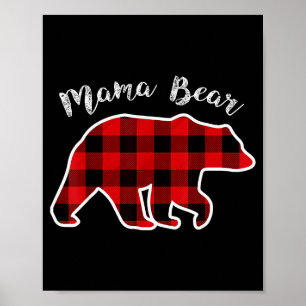 Mama Bear _ Frauen Rot Kariert Weihnachten Pyjama Poster