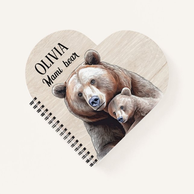 Mama Bear Heart-Shaped Personalized Notebook Notizbuch (Vorderseite)