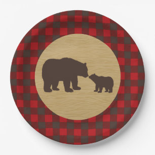 Mama Bear Kariert Lumberjack Flannel Papier Teller