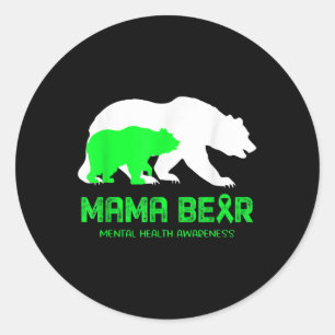 Mama Bear Mental Health Awareness Shirt for Women Runder Aufkleber