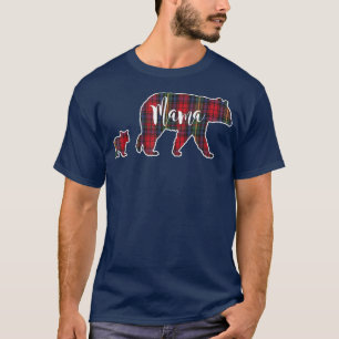 Mama Bear mit 1 Cub Tartan Kariert Blue Green R T-Shirt