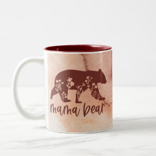 Mama Bear mit Blume Muttertag Zweifarbige Tasse
