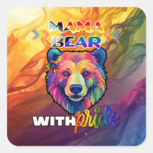 Mama Bear mit Stolz T-Shirt - LGBTQ+ Monat Quadratischer Aufkleber