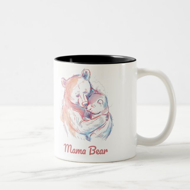 Mama Bear Mothers Day Zweifarbige Tasse (Rechts)