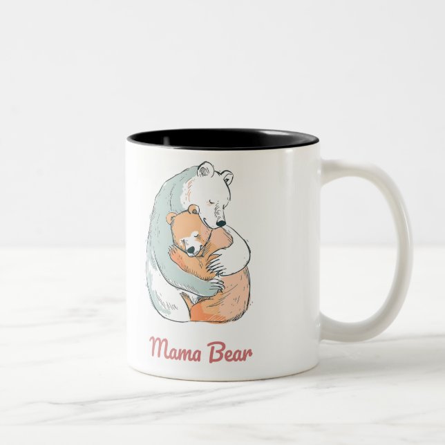 Mama Bear Mothers Day Zweifarbige Tasse (Rechts)