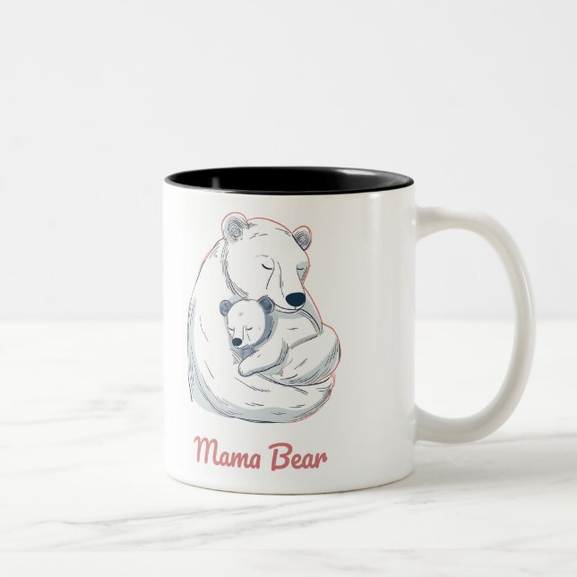 Mama Bear Mothers Day Zweifarbige Tasse (Rechts)