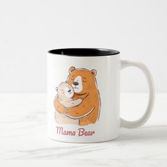 Mama Bear Mothers Day Zweifarbige Tasse (Rechts)