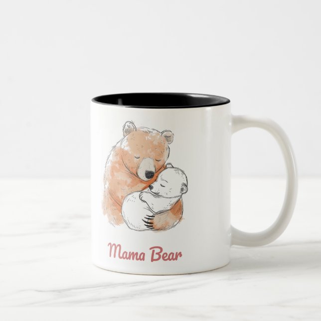 Mama Bear Mothers Day Zweifarbige Tasse (Rechts)