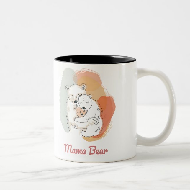 Mama Bear Mothers Day Zweifarbige Tasse (Rechts)
