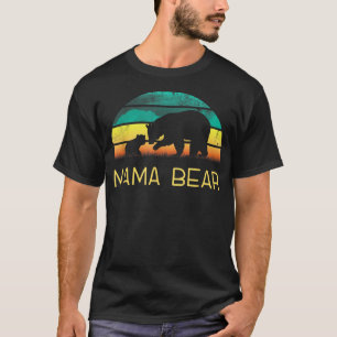 Mama Bear One Cub Vintag Sunset Mother Day Hiki T-Shirt