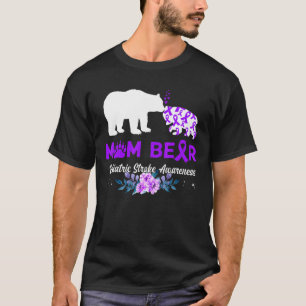Mama Bear Pädiatrie Schlaganfall Bewusstsein Lila T-Shirt
