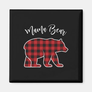 Mama Bear Pajama Red Buffalo Xmas Funny Family Chr Magnet