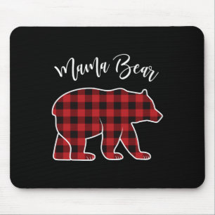 Mama Bear Pajama Red Buffalo Xmas Funny Family Chr Mousepad