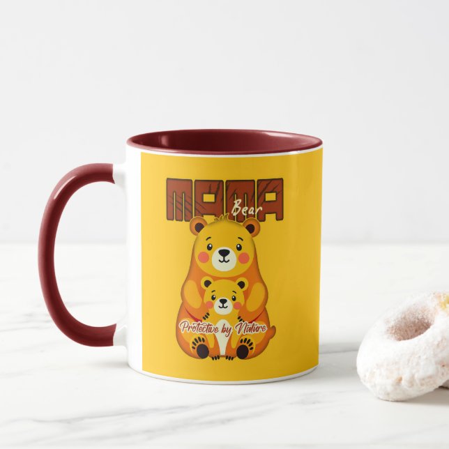 Mama Bear Protective Love – Cute Mother Bear Desig Tasse (Mit Donut)
