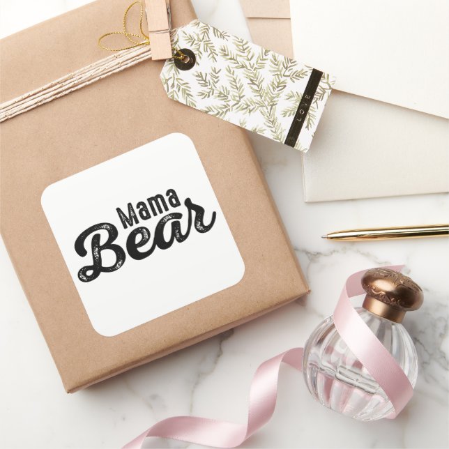 Mama Bear Quadratischer Aufkleber (Schenken)