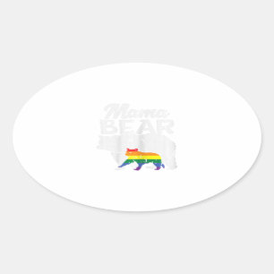 Mama Bear Rainbow Pride Gay Flag Lgbt Ovaler Aufkleber