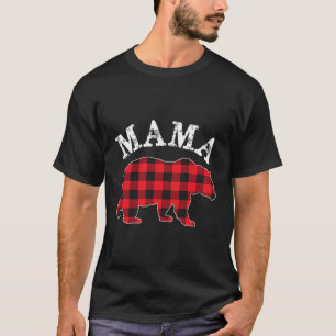 Mama Bear Red Black Buffalo Karierte Mama Checkerb T-Shirt