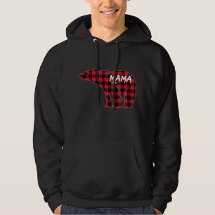 Mama Bear Red Kariert Matching Familie Weihnachten Hoodie