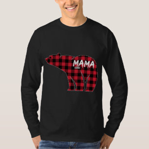 Mama Bear Red Kariert Matching Familie Weihnachten T-Shirt