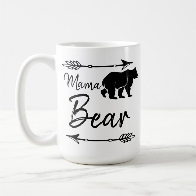 Mama Bear Schwarz-weiß Kaffeetasse (Links)