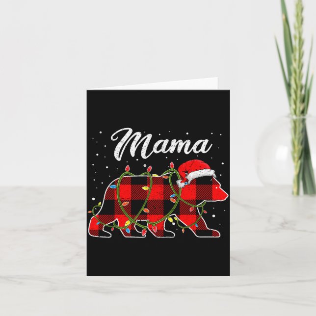 Mama Bear Shirt, Red Buffalo Plaid Mom Bear Pajama Karte (Vorderseite)