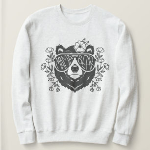 Mama Bear Sweater Floral Sketch Graphic Hoodie