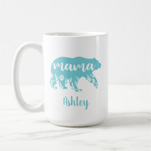 Mama Bear Turquoise Blume Kaffeetasse