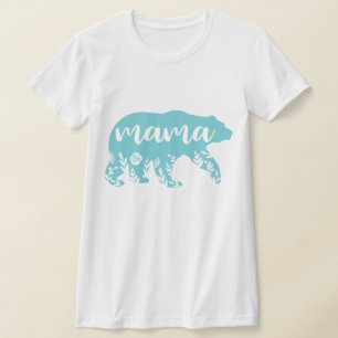 Mama Bear Turquoise Blume T-Shirt