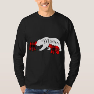 Mama Bear Two Cubs Karierte Mama Weihnachten Pajam T-Shirt