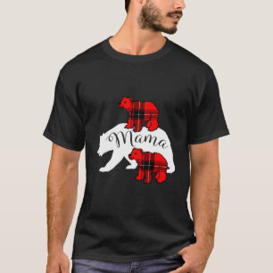 Mama Bear Two Cubs Red Buffalo Karierte Mama Weihn T-Shirt
