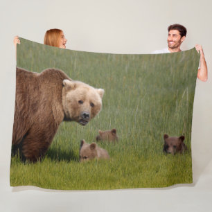 MAMA BEAR und HER CUBS Fleecedecke