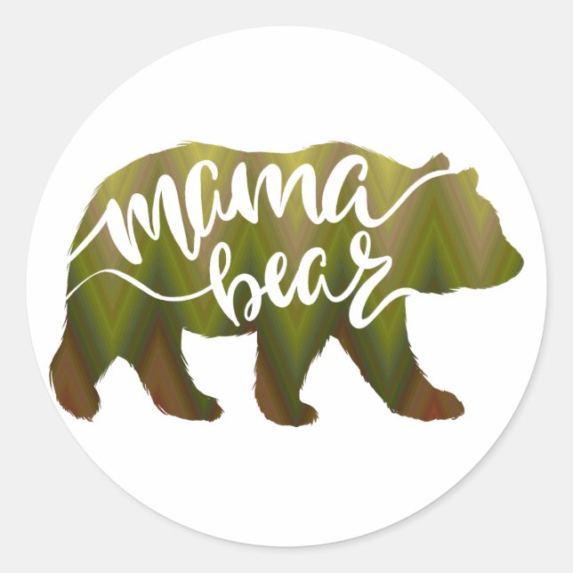 Mama bear - Wählen Sie die Hintergrundfarbe Runder Aufkleber (Vorderseite)