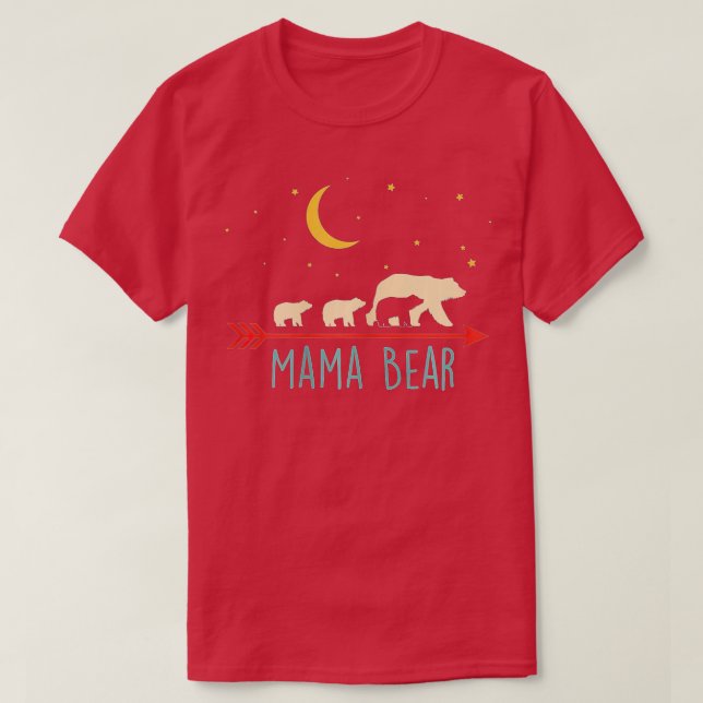 Mama Bear with 3 Cubs  Triple Blessed Mama Bear  T-Shirt (Design vorne)