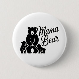 Mama Bear with Cubs Cute Family Bear Button