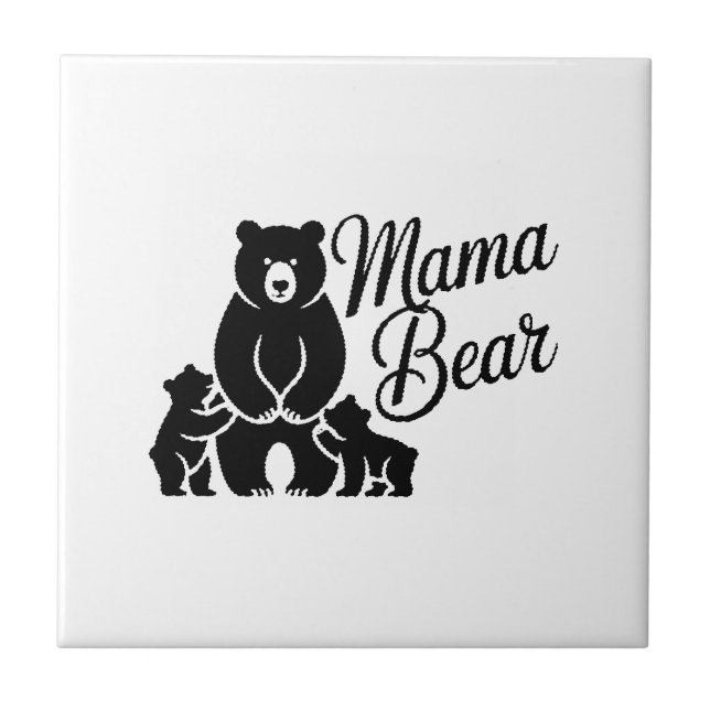 Mama Bear with Cubs Cute Family Bear Fliese (Vorderseite)