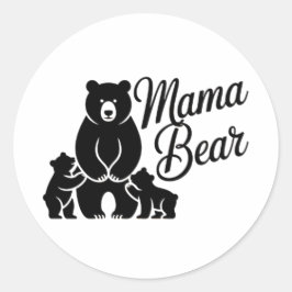 Mama Bear with Cubs Cute Family Bear Runder Aufkleber