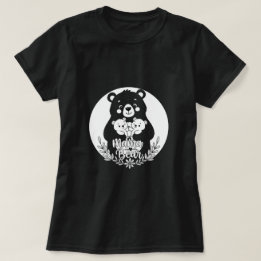 Mama Bear with Two Cubs Heart Line Art Design T-Shirt
