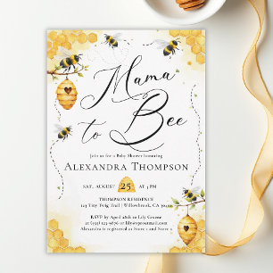Mama Bee Sommer Aquarell Elegante Babyparty Einladung