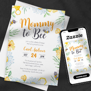 Mama-Bee-Wasserfarben-Blumen-Baby-Party Einladung
