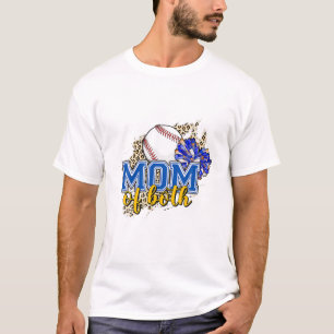 Mama beider Baseball Mama Cheer Mama Leopard Print T-Shirt