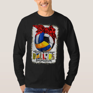 Mama beider Volleyball-Fußball-Fußball beschäftigt T-Shirt