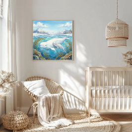 Mama Beluga Wal und Kinderkrippe Poster