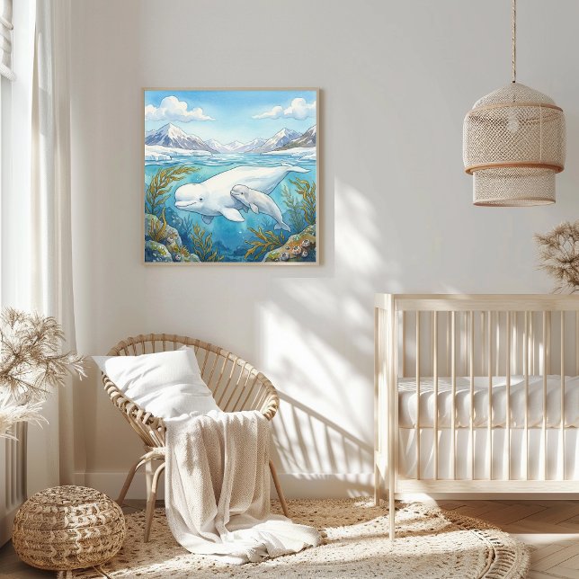 Mama Beluga Wal und Kinderkrippe Poster (Von Creator hochgeladen)