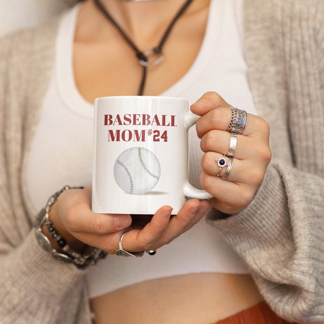 Mama Benutzerdefinierte Personalisierte Baseball-P Kaffeetasse (Baseball Mom with player number custom mug)