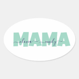 Mama benutzerdefinierter Kindername Ovaler Aufkleber
