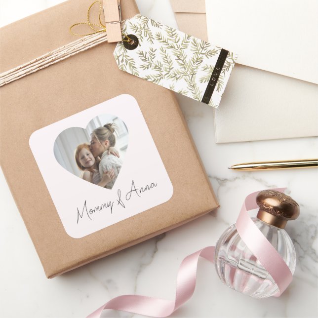 Mama Benutzerdefinierter Name & Foto | Personalisi Quadratischer Aufkleber (Schenken)