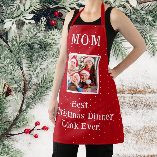 Mama Best Cook Red and White Christmas Polka Dot Schürze (Mom - Best Cook Ever Red And White Polka Dot Apron)