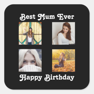 Mama Best Mother Birthday Instagram Foto-Vorlage Quadratischer Aufkleber