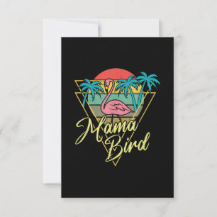Mama Bird Flamingo Sunset Palm Tree Beach 80er Dankeskarte