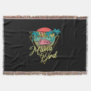 Mama Bird Flamingo Sunset Palm Tree Beach 80er Decke
